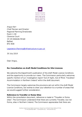 NIHRC response to the consultation on the draft Model Conditions for Site Licences