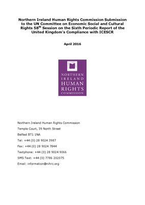 Submission to the United Nations Committee on Economic, Social and Cultural Rights