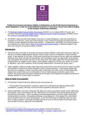 Submission on the Draft General Comment on ICESCR in the Context of Business Activities