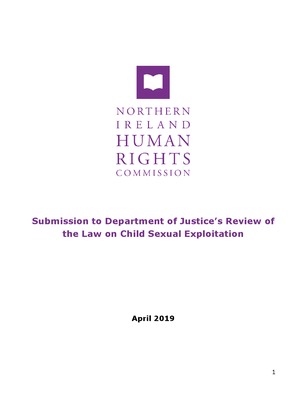 NIHRC Submission to Department of Justice Review of the Law on Child Sexual Exploitation